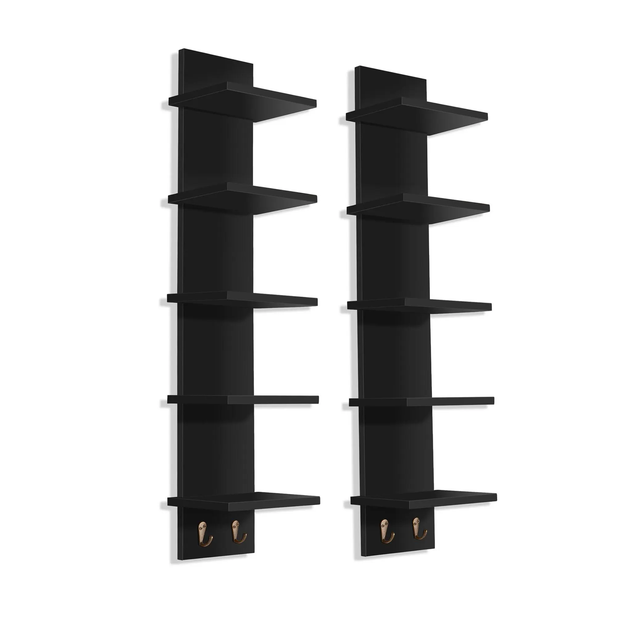 Sorbus 5-Tier 2pk Wall Shelf Unit with Hooks