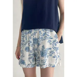 Chteau Printed Soft Linen Blend Shorts