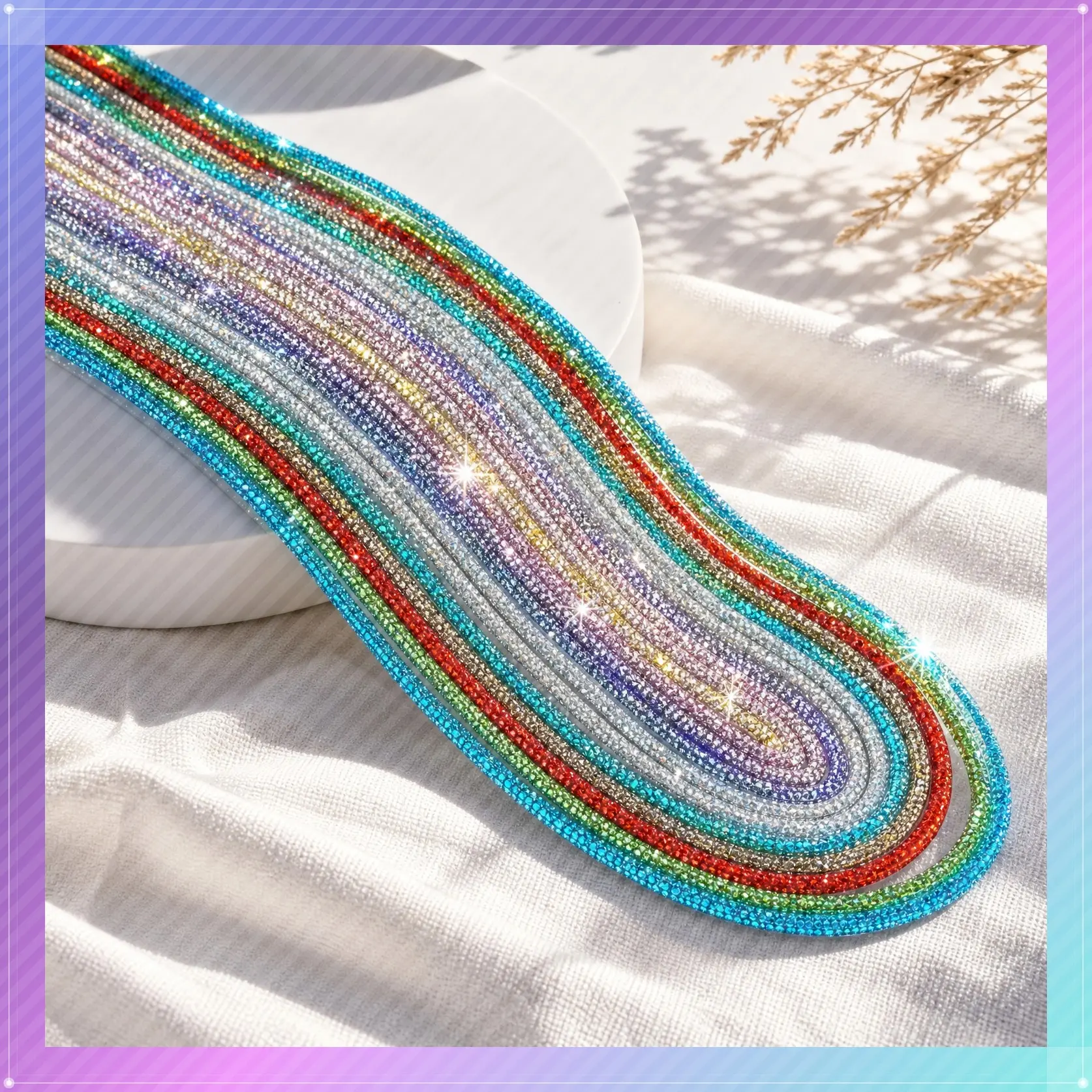 0.14in Rhinestone Glitter Shoelaces, 120cm/47in Exquisite Christmas Decor Crystal Footwear Laces, Colorful Drawstring for DIY Projects, Sneakers - Tip: Use on the right shoes, avoid pulling hard, Shoe Accessories, New Shoes