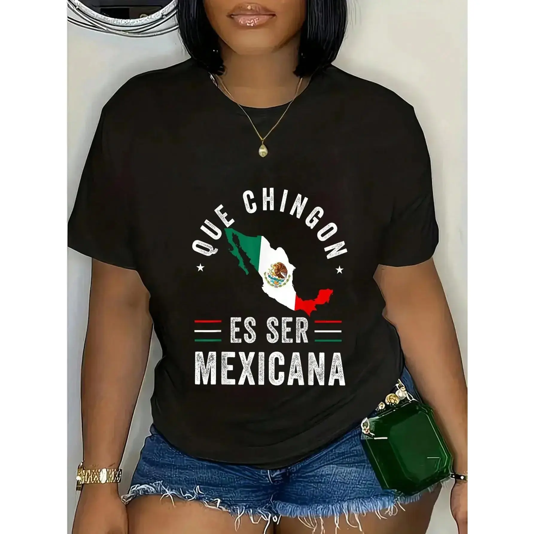 100%25 Cotton Mexican Pride Flag Mexicano Mexico Chingon Mujer Women Slang T-Shirt