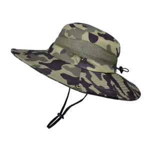 Outdoor Camouflage Fisherman Hat, Casual Jungle Breathable Mesh Round Brim Hat, Lightweight Sun Protection Cap for Mountaineering Fishing Hunting