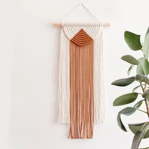 Boho Style Macrame Wall Hanging, Handmade Fringe Tapestry, Simple Background Decor, Bohemian Wall Art, Home Decoration