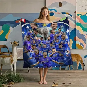 A Cruz Azul championship-print blanket, soft and suitable for all seasons, perfect for home or holiday parties, and a great gift for football fans. blanket plushthin quilt holiday gift Intense Nacho Printed Flannel Blanket