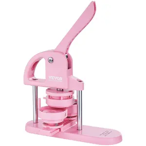 Panda Magic 3-IN-1 Button Maker, 1/1.25/2.28 Inch Pin Maker with Ergonomic Arc Handle, 300pcs Button Parts, Pink for Children DIY Gifts