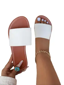 Women's PU Flat Toe Post Bohemian Style Casual Beach Sandals, Perfect Summer Footwear for Holidays & Relaxation
