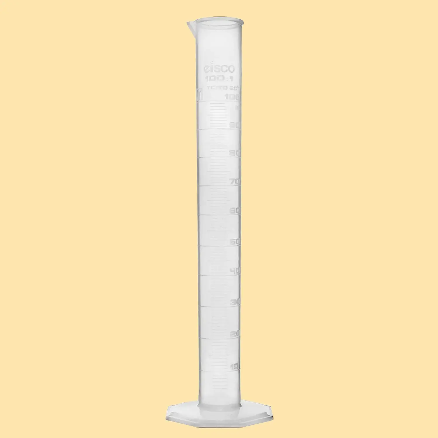 100ml Polypropylene Plastic Graduated Cylinder - Laboratory Quality Class B, Chemical Resist. - Extra Stable Base, Autoclavable Scientific Measuring Tool