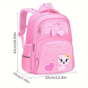 Girls' Elementary School Backpack with Spine Protection, Suitable for Grades 1-3/6, Cute Cartoon Design, Lightweight and Burden-Reducing, Fits the Back, Suitable for School and Travel, Girls' School Bag