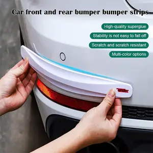 2Pcs Universal White Rubber Anti-Collision Protector, Front & Rear Bumper Corner Guard Strip, Flexible Scratch-Resistant Buffer Rubber Strip, Universal for Sedans & SUVs, No-Drill Self-Adhesive Installation
