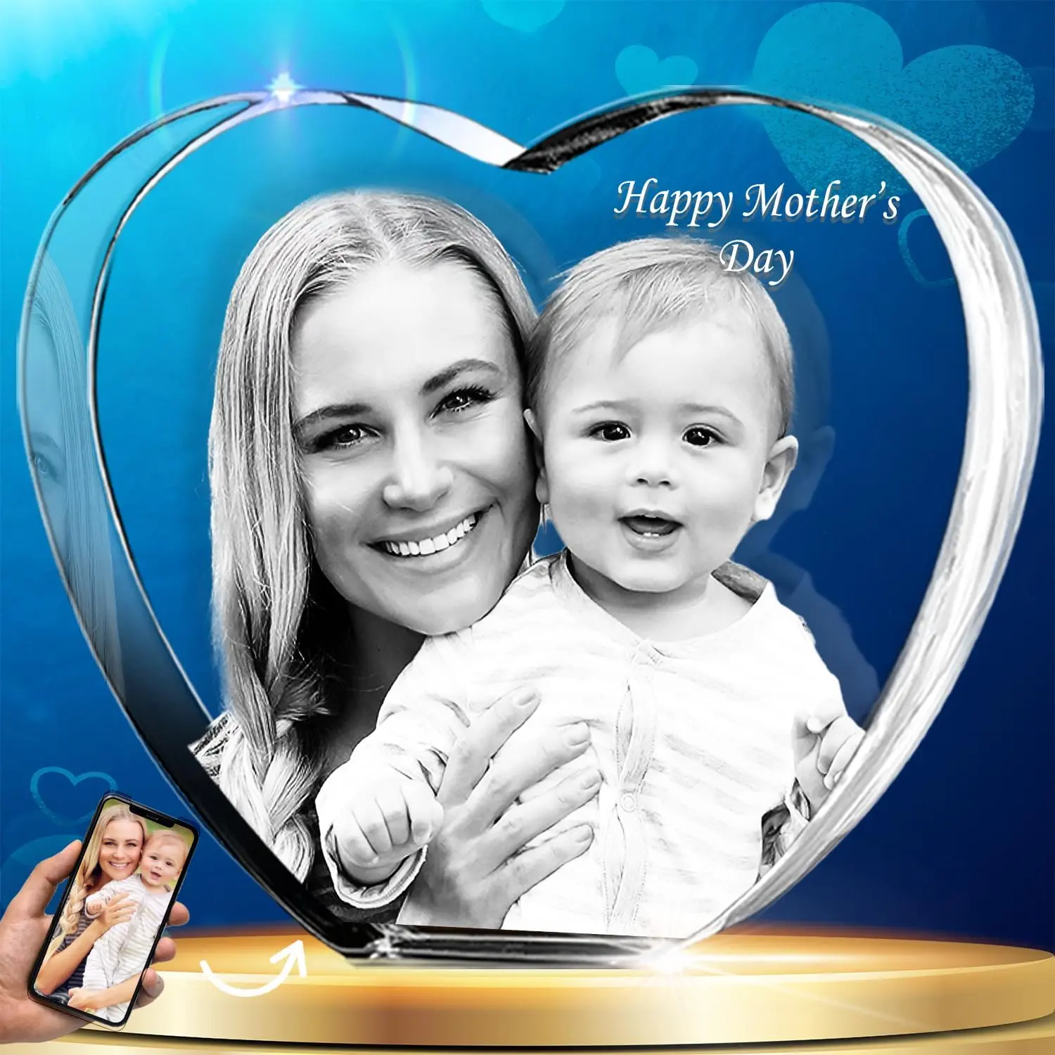 3D Crystal Photo – Personalized Heart Memorial Gift | Custom Laser-Etched Glass Keepsake | Perfect for Mom, Dad, Wife, Pets & More  3D Crystal Photo – Personalized Heart Memorial Gift | Custom Laser-Etched Glass Keepsake |