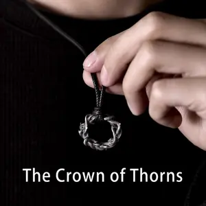 Handmade Vintage Silvery-plated Crown of Thorns Pendant Necklace Length Adjustable for gift-giving