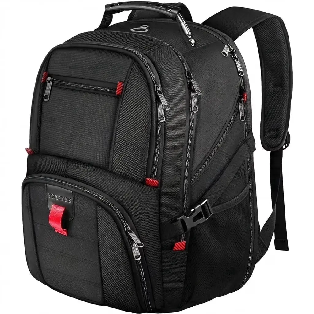 Black Extra Large 17 Inch Laptop Backpack TSA Friendly Travel Backpack with USB Charging Port Water Resistant 30L Carry On Business College School Backpack for Men Women