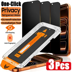 3-Pack Privacy Tempered Glass Film for iPhone 17 Pro Max/17 Pro/16/15/15 Plus/14/13/12/11/XS/XR, 9h Full Screen Coverage, Anti-Fingerprint, Scratch-Resistant