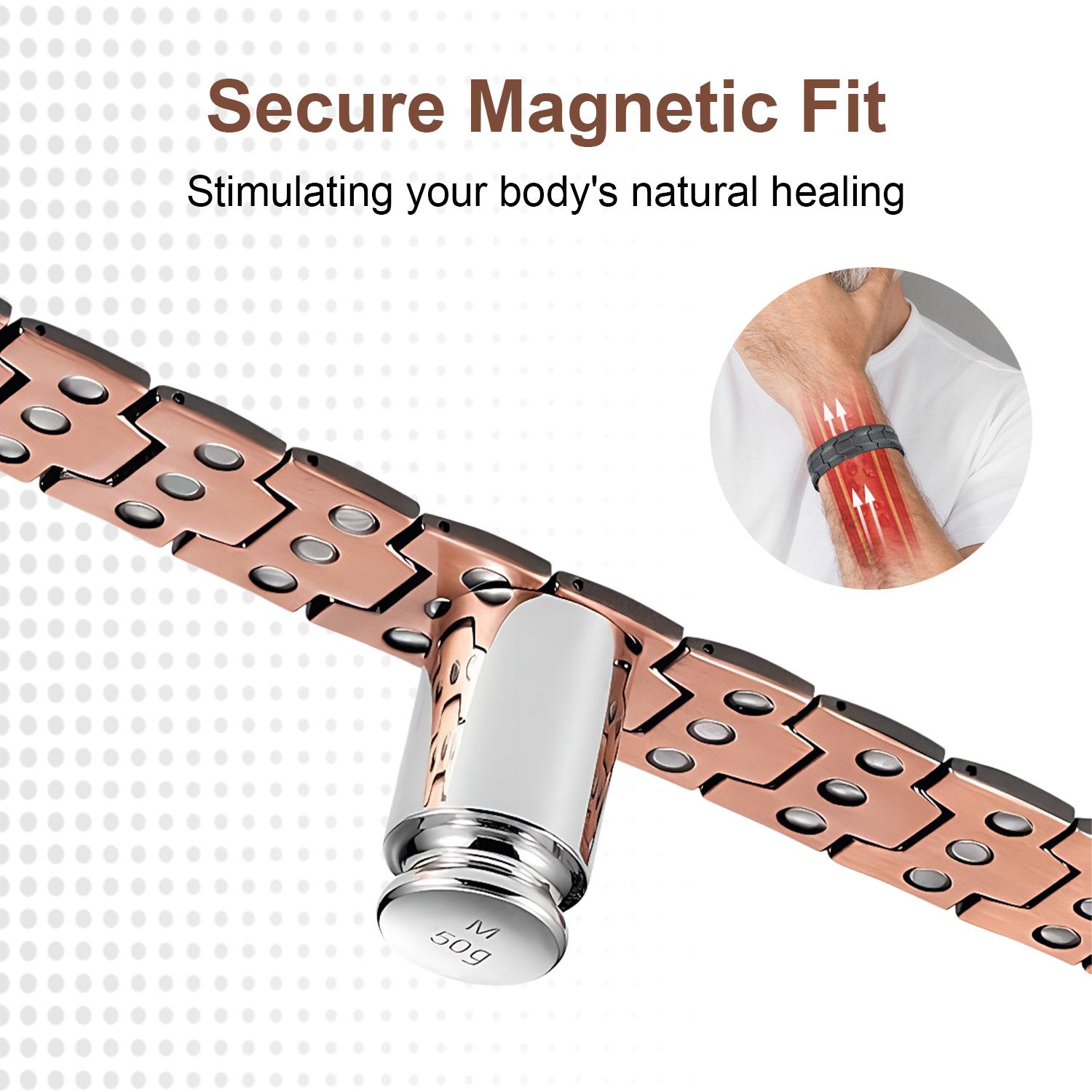 3x Men's Copper Bracelet Triple Super Magnet, Magnetic Bracelet with Adjustable Size Tool, Relieves Joint Pain and Improves Energy Circulation  Strong Magnetic Bracelet Men's Valentine's Day Father's Day Jewelry Gift