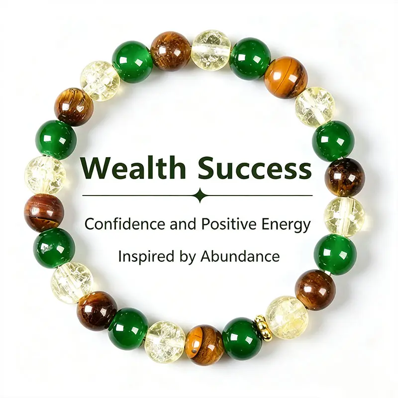 Stretch Elastic Beaded Bracelet for Women & Men - Casual Mixed Colors, Aventurine & Tiger Eye Style Beads for Daily Wear, Elastic Band, Beaded Look