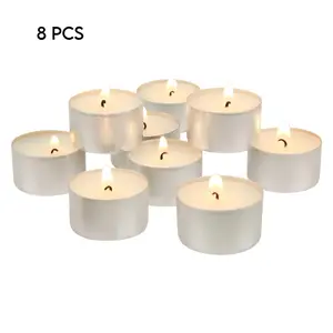 ✨ Set of 8 Unscented Tea Light Candles - Long Lasting Clean Burn for Romantic Evenings, Wedding Decor, Essential Oil Warmers, and Festive Atmosphere - Essential Home & Party Ambiance Booster 🕯️