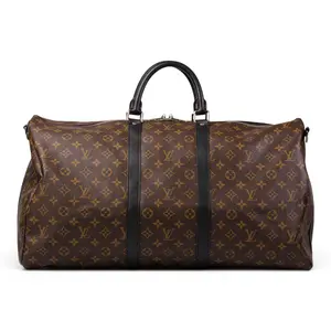 Pre-owned Louis Vuitton Leather Travel Bags Monogram Macassar Keepall 55 Bandoul L26011265