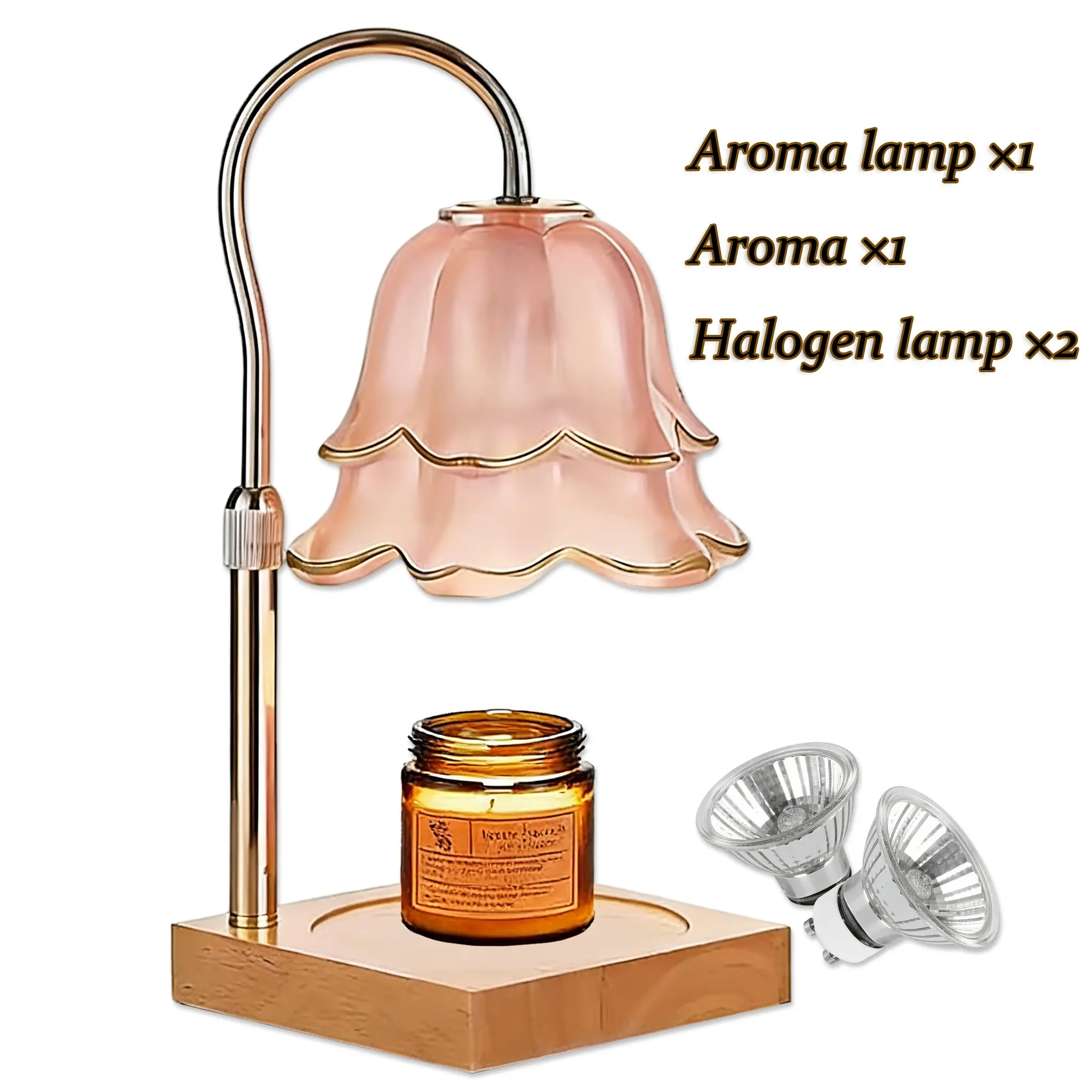 Frosted Pink Flower with Gold Stem