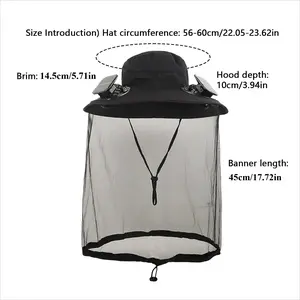 Solar Powered Fan Hat Upf50 Sun Headwear With Net Wide Brim Solar Fan For Sports Outdoor Men Women Hiking Camping  Beach Travel Father's Day gift