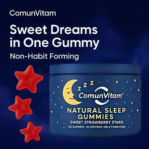 ComunVitam Natural Sleep Gummies Sweet Strawberry Stars 60 Gummies 30 Servings Melatonin Free Non-Habit Forming Dietary Supplement for Peaceful Nights Rest