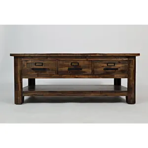 Cannon Valley Distressed Industrial Three Drawer 48" Coffee Table