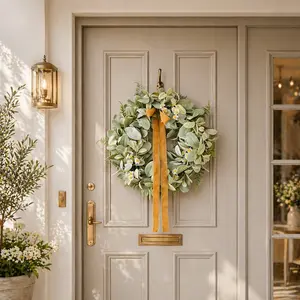 Eucalyptus Leaf Wreath Wall Hanging, Spring Festival Decor, Home Front Door Decoration, Garden Courtyard Wall Art, Wedding Party Gift