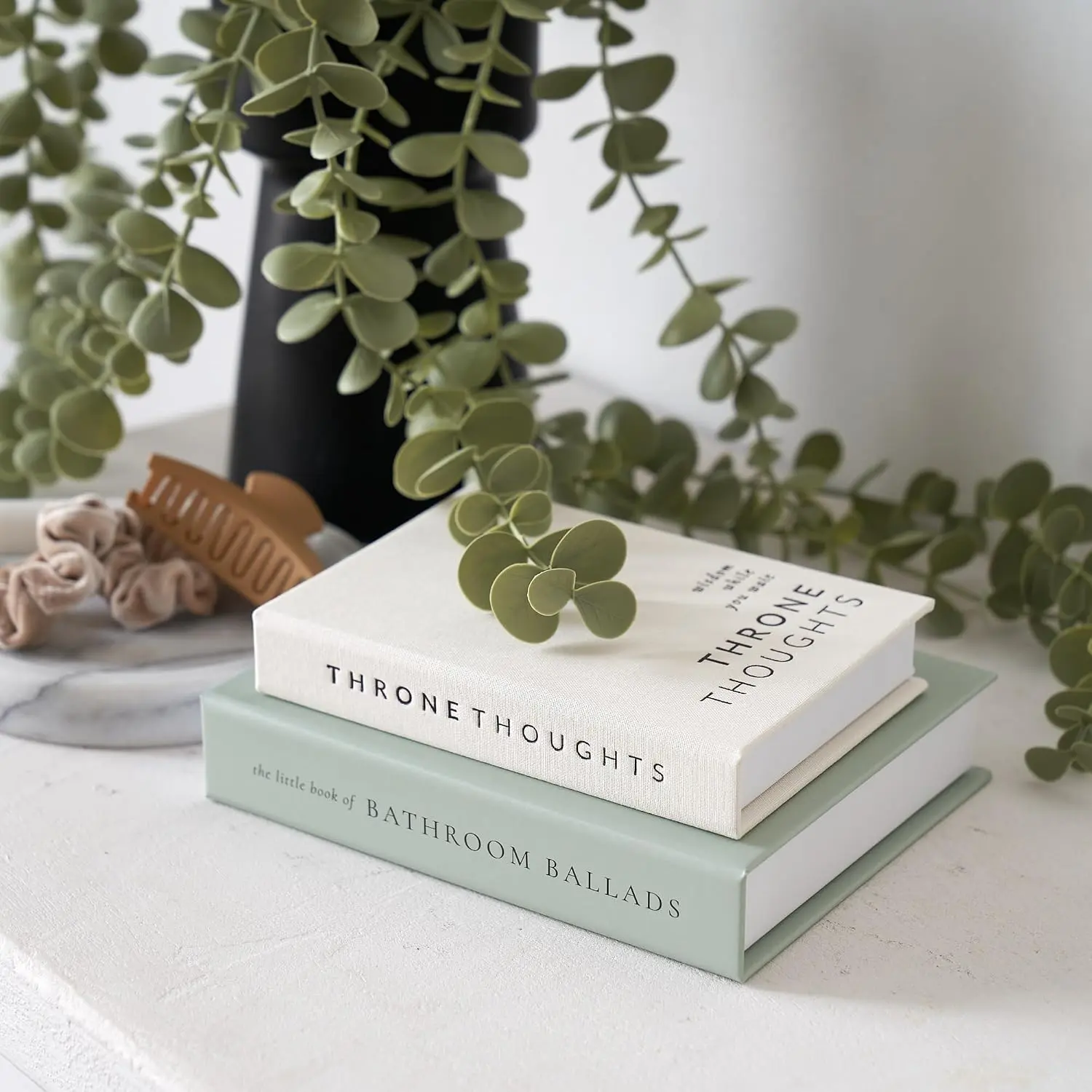 Bathroom Decor Books Set - 2 Modern Funny Books for Bath Shelf, Aesthetic Home Decor Accessories to Add Charm & Humor to Restroom Spaces