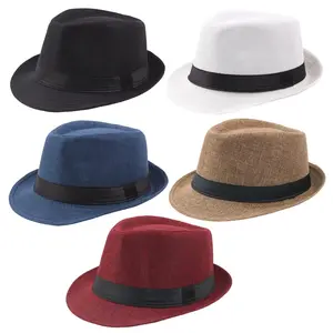 5 Pack Short Brim Fedora Classic Summer Beach Sun Hat Panama Cap for Men Women outdoorfun