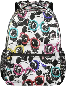 Cute Panda School Backpack for Teen Boys Girls Student Bookbag Animal Laptop Backpack Casual Travel Daypack Computer Bag Schoolbag for Women Teens Teenager Kids College Work Fits 14 Inches Notebook