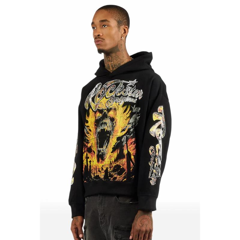 Brun Black Rhinestone Oversized Hoodie