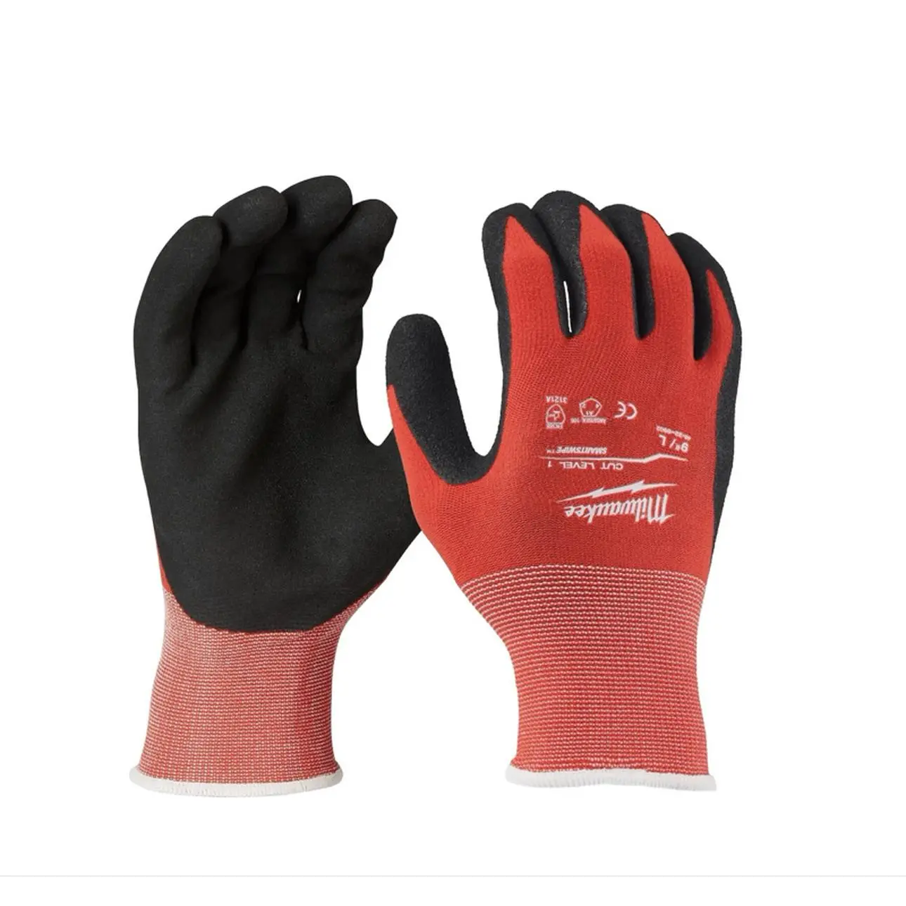 Milwaukee Safety Gloves - Red & Black Textile with Black Palm, Size 7/8, Ideal for Industrial Use