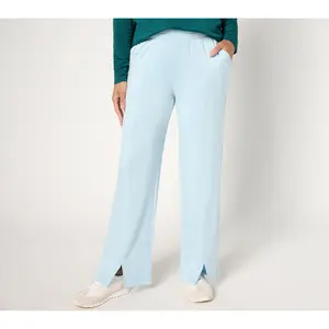 AnyBody Petite Brushed French Terry Full-Length Pants