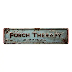 40*10cm Vintage Rustic Aluminum Metal Sign - "Porch Therapy Session In Progress" - Local US Shipping, Aluminum-Based Farmhouse Rustic Novelty Home Decor Plaque for Porch, Easy-Mount Funny Gift, Aluminum-Based Home Signs, Farmhouse Home Signs