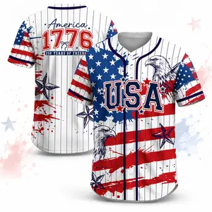 USA 250th Anniversary Baseball Jersey, Patriotic Statue of Liberty Print Shirt, Unisex Independence Day 4th of July Outfit, 1776–2026 Semiquincentennial Patriotic Jersey