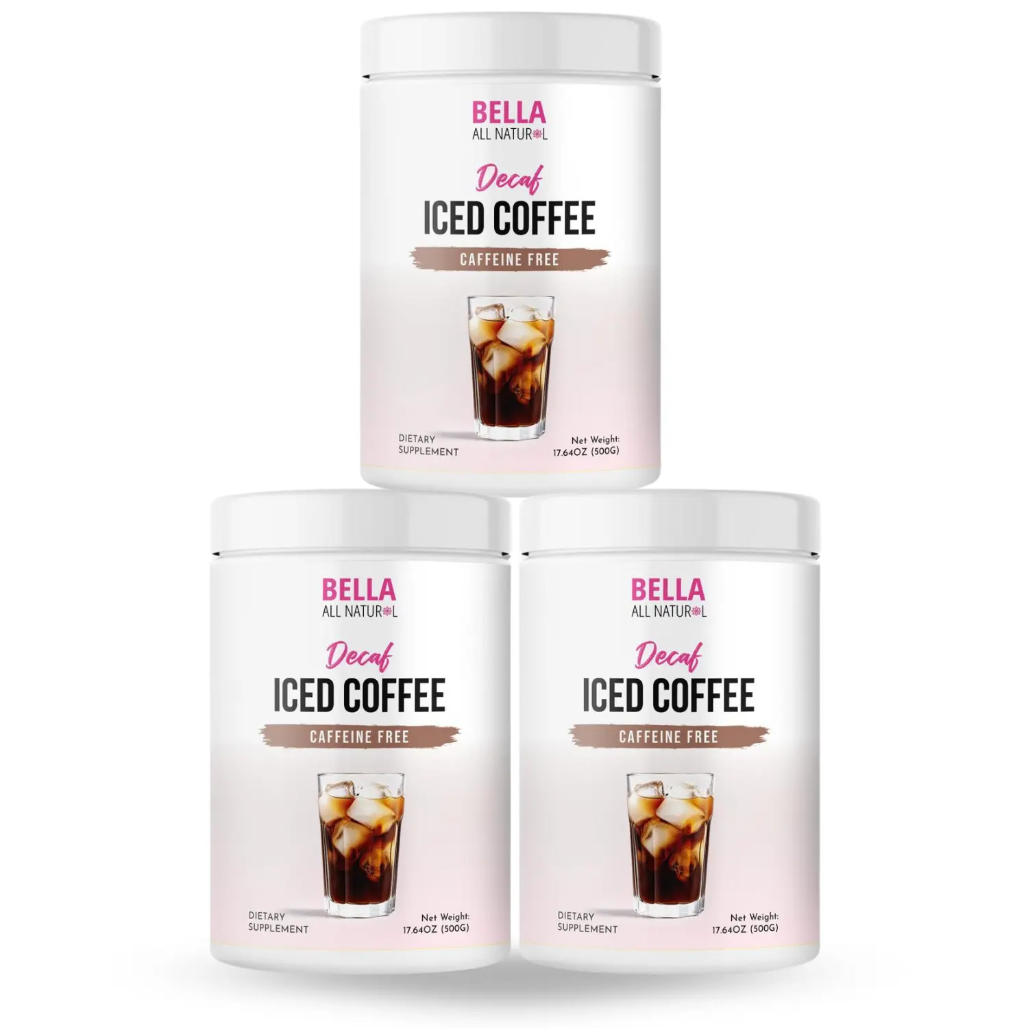 3 Pack Bella All Natural Decaf Iced Coffee, 500g - Caffeine Free