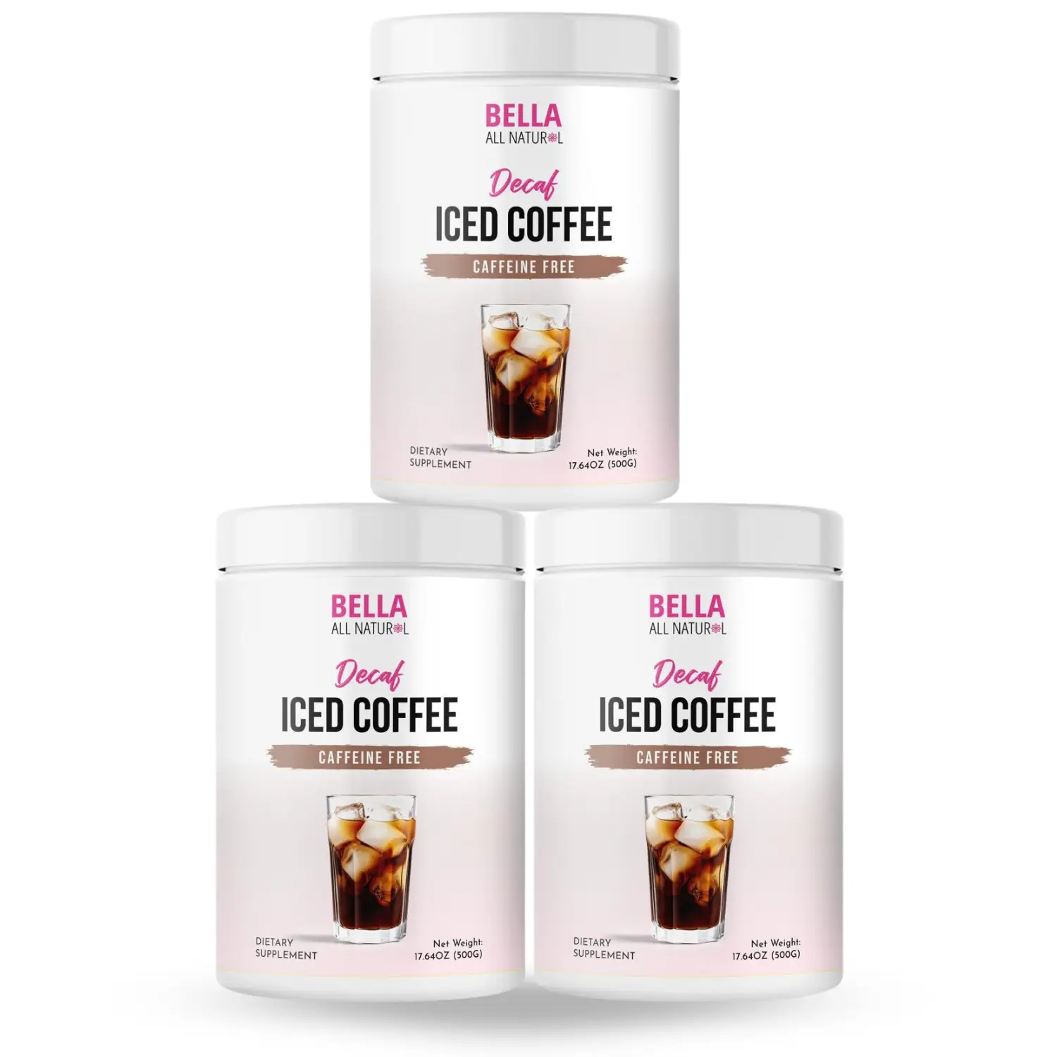 3 Pack Bella All Natural Decaf Iced Coffee, 500g - Caffeine Free