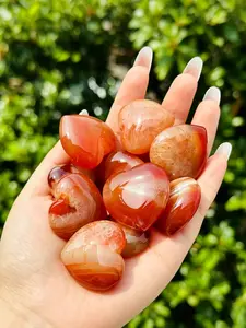 1/3/5PCS Natural Crystal and Agate Heart Stones, Polished Agate Palm Stone, Heart-Shaped Gemstones for Pocket, Home Decor, Crystal Collection