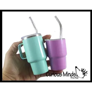 NEW - Small Mini Tumbler Cups - Metal with Lid and Metal Straw - 2oz and 3oz Shot glass