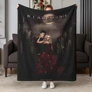 Gothic Style Vampire Couple Moonlit Grave Blanket, Warm Soft Comfortable, Home Decor, Sofa Bed Throw, Retro Dark Series