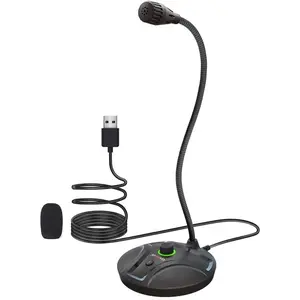 USB Computer Microphone JV605 PRO with Mute Button & Volume Knob Compatible with PC Laptop Desktop Mac PS4, Play & Plug Gooseneck Mic Recording for Gaming, Streaming, YouTube, Vocal