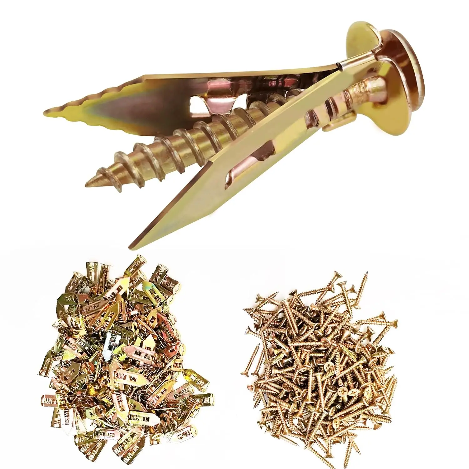 SEESE 40PCS Drywall Screws and Anchors Combo Kit - Self Drilling Zinc Alloy Fasteners 0.47x1.18 Inch,No Drill Required, Anti-Crack Design, Thread Lock