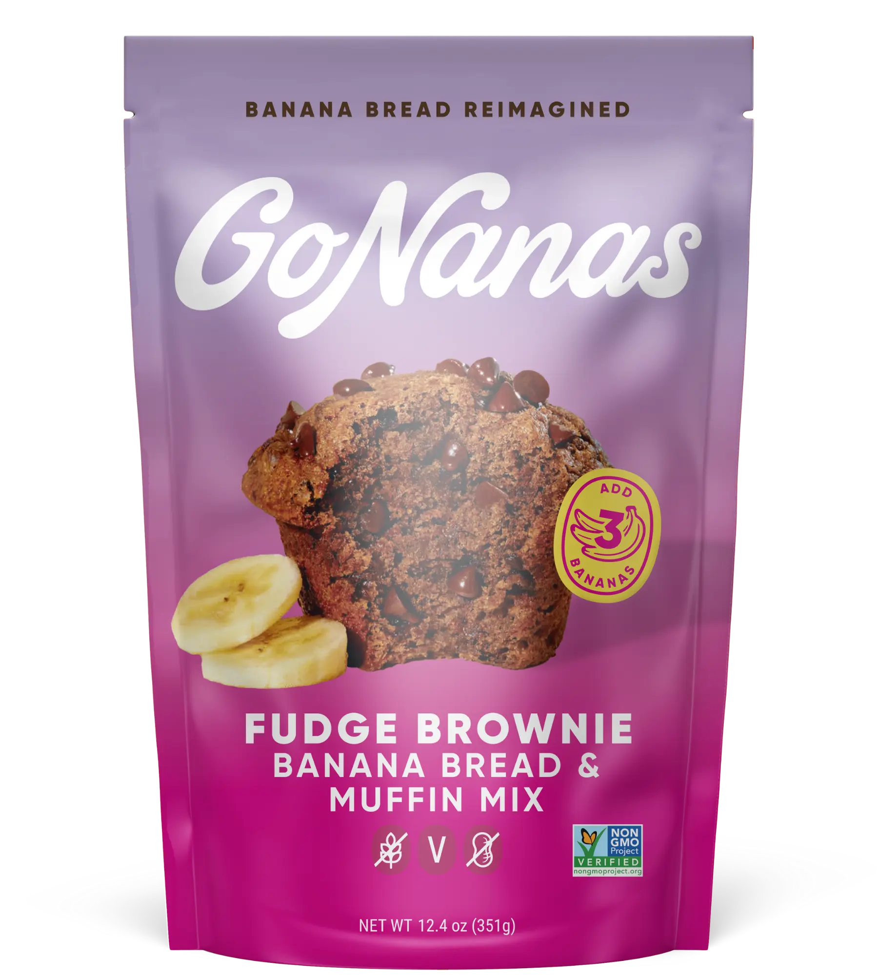GoNanas Fudge Brownie Banana Bread Mix - Vegan & Gluten Free, 12.4 oz (355g)