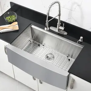 【Christmas Deal】GARVEE Stainless Steel Farmhouse Sink, Apron Front Kitchen Sink Workstation with Single Deep Bowl, Available in 33" x 22" and 30" x 20" Sizes, 16 Gauge Kitchen Sink with Accessories