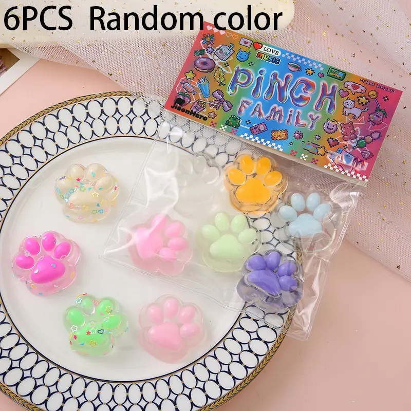 6pcs Ultra Soft Plush Cat Paw Blind Bag Stress Relief Toy, Mini Squeeze Fun, Decompression Squeeze, Random Colors, Perfect for Relaxation and Playtime, Stress Relief Tools