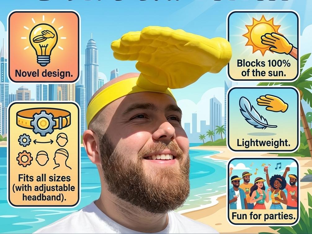 Funny Foam Hand Sun Visor Hat & Silly Straw Glasses Set - "Maximum Laziness" Viral Meme Summer Accessories, Adjustable Novelty Hat for Pool Party, Beach & Gag Gifts