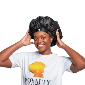 The Royalty Headwear Silk Satin Bonnet for Women - Adjustable Jumbo Extra Secure Non-Slip Satin Cap Silk Hair Bonnet for Sleeping - Shower - Light