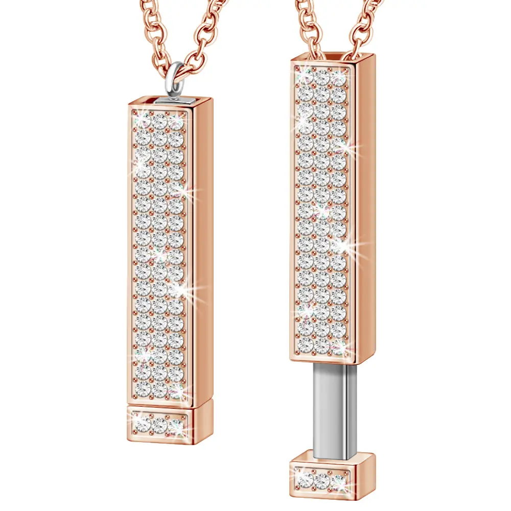 Rose gold face diamond necklace