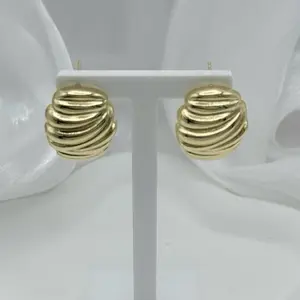 1436 Aretes ovalado gold plated 14k high quality resistant waterproof