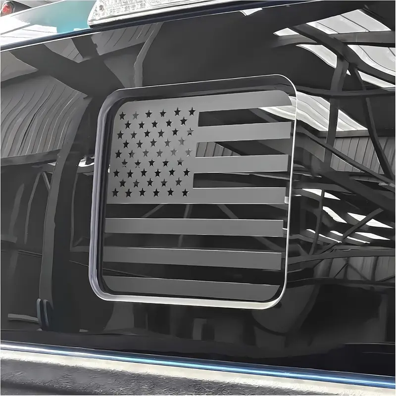 Fits Ford F150 F250 F350 2004-2024 Rear Middle  Sliding Window   Flag Vinyl Decal Matte Black Exterior Accessories