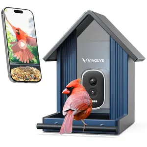 VINGUYS  Metal AI Smart Bird Feeder  2.5K HD Camera, Solar-Powered Video Feeder for Bird Watching, Suitable for All Users