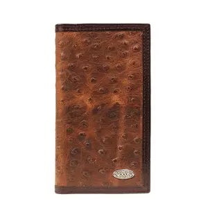 Nocona Vintage Ostrich Print Rodeo Wallet – Brown Leather